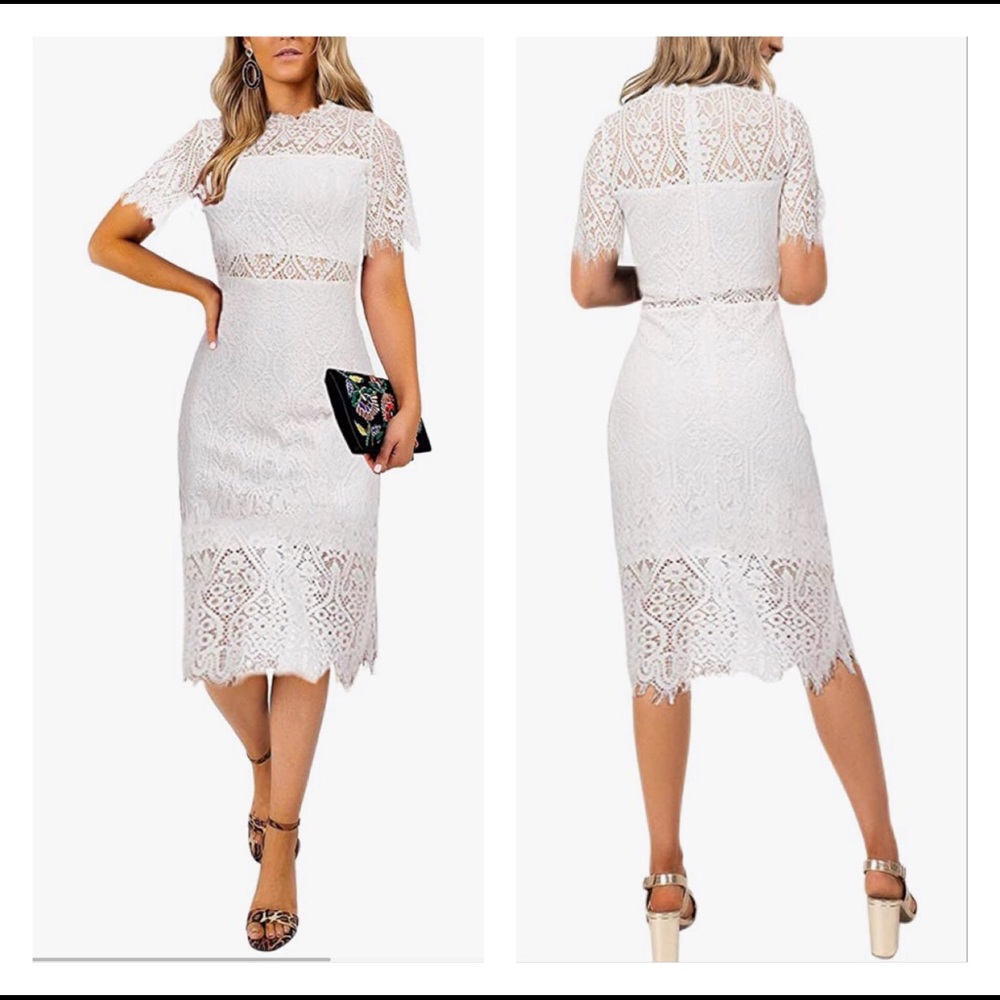 NWT High Neck Floral Lace Elegant Cocktail Dress